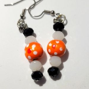 Orange Flower wood bead earrings